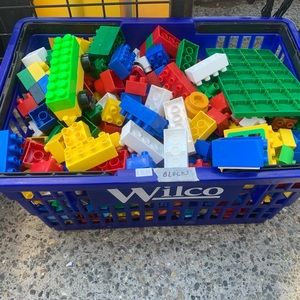 Basket full of building blocks